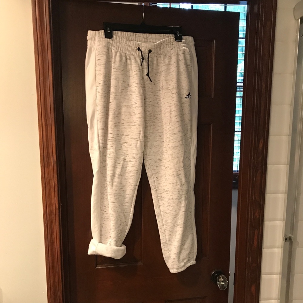 Adidas gray and white womens joggers